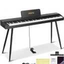 Digital Piano Keyboard 88 key,Semi-Weighted Electric Piano,Full Size Acoustic Piano for Beginners with,Pedal, USB-MIDI Compatibility (Black), VE28 with 4 Legs