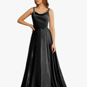 BABYONLINE D.R.E.S.S.Women's Satin Prom Dress Spaghetti Straps Split Bridesmaid Long Formal Wedding Guest Evening Party Gowns Size M