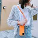 Compatible with iPhone 14 Pro,Crossbody Phone Case with Lanyard Cute Soft Silicone Case with Adjustable Shoulder Strap Shockproof Protector Compatible with Women Girls Orange