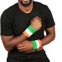 TIpsy Elves Zippered Sweatband Sets - Novelty Adult Unisex Retro Headband Set with Matching Hidden Pocket Wristbands - Irish Flag Headband OSFM