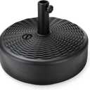 Home Zone Living 40lb Round Fillable Patio Umbrella Base Stand, 18in, Pole Holder, Water, Sand, Fits Poles Up to 1.9in(48mm) Diameter, UV Resistant, Lawn, Deck, Backyard, Garden, Spa, Pool, USA-Based