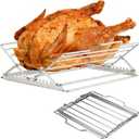ZyNolimt Adjustable Foldable V-Shaped Roasting Rack for Large Turkey & Chicken, Stainless Steel Cooking Rack for Oven, Grill, Smoker, Turkey Roasting Stand Accessories