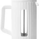 The jze french press coffee, borosilicate glass French press coffee maker, 3 layer stainless steel tea press, 34oz large french press, suitable for home, office, kitchen, travel, fashion white