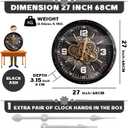 27 inch Large Real Moving Gears Wall Clocks for Living Room Decor
