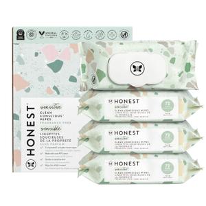The Honest Company Clean Conscious Multi-Use Wipes | Hypoallergenic + Unscented for Sensitive Skin | Over 99% Water, Compostable, Plant Based, Baby Wipes | Geo Mood, 288 Count (72 Count (Pack of 4))