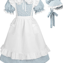 LTAKK Pioneer Dress Girls Colonial Costume Prairie Pilgrim Girl Dresses with Apron and Bonnet Large 