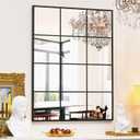 Suidia Wall Mirror, 30" x 40" Window Decorative Mirrors, Metal Framed Wall Decor Wall-Mounted Mirrors for Bedroom, Living Room, Entryway, Black