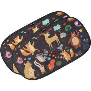 Enovoe Window Shade-(2 Pack)-XL-25" x 16"-Colorful Cartoon Animal Designs, Cling Car Sun Shade for Windows - Sun, Glare and UV Rays Protection for Your Child - Baby Car Shades for Side Window