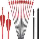 Carbon Arrow Archery 26 28 30inch Hunting Target Practice Arrows for Compound & Recurve Bow Spine 500 with Removable Tips (Pack of 12), 24 inch