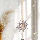 Wooden Wind Chimes with Suncatcher, Boho Hanging Windchimes Sun Catcher Home Decor, and Clear Crystal Prism - Suitable as a Gift for Mom and Women, Rainbow Maker for Windows, Porches, and Patios