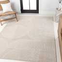 JONATHAN Y Nordby High-Low Arch Striped Ivory/Cream Indoor/Outdoor Area Rug, 5x8, Modern, Contemporary, Geometric, Bohemian, Bedroom, Kitchen, Living Room, Non Shedding (SCN104B-5)