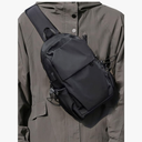 Small Black Sling Crossbody Backpack Shoulder Bag for Men Women, Lightweight One Strap Back Pack Sling Bag Backpack for Hiking Walking Biking Travel Cycling USB Charger Port-Nylon