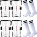 Soccer Shin Guards and Socks for Kids Youth Lightweight Protective Defender Gear for 4-18 Years Old Toddler Children Boys Girls Soccer Equipment (Medium, White2)