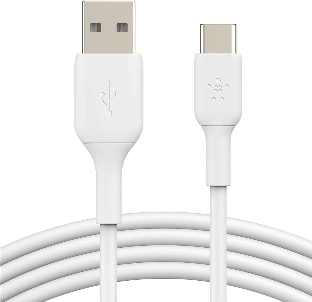 Belkin USB A to USB C Cable, 3.3ft, 15W - Type C Charger, iPhone Charger Cord for iPhone 16 & 15, Galaxy S25, Pixel 9, iPad Pro, Airpods Pro, Switch, CarPlay & More - White, Pack of 2 