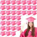 JaGely 36 Pcs Adult Graduation Cap with Tassel Felt Grad Hat for Men Women Bachelor Master College Costume Accessory(Pink)