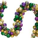 Mardi Gras Wreath for Front Door, 70inch Colourful Balls Decorative Wreath, Mardi Gras Garland for Outdoor Garden Front Door Wall Farmhouse Decor (70inch)