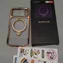 CASEKOO Desert Titanium Glossy for iPhone 17 Pro Max Case [360 Spin Magnetic Stand][Fit for MagSafe][17FT Military Protection] Slim Polished Frame Titanium Alloy Sturdy Stand 6.9", Rose Gold