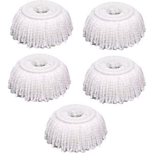 5 PCS Microfiber Replacement Mop Head Spin Mop Head Replacement 5-Pack, Microfiber Refill Heads Universal for 360 Spin Magic Mopping, Round Shape Standard Size White