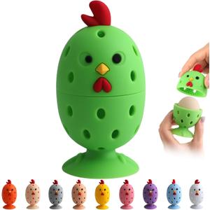 Egg Brush Cleaner, Egg Cleaner for Fresh Eggs, Cute Chick Shaped Egg Wash and Brush, Washing Egg Tool for Standard Sized Eggs (Green)