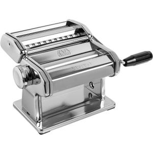 MARCATO Made in Italy Atlas 150 Classic Manual Pasta Maker Machine, Chrome Steel with Black Hand Crank. Makes Lasagna, Fettuccine & Tagliolini.