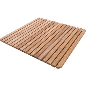 Nordic Style Teak Shower, Bath and Spa Mat | Indoor + Outdoor Use | Non-Slip Wood Platform | Spa, Sauna, Pool, Hot Tub | Luxury Decor (Natural Finish, 24" x 24")