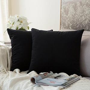 MIULEE Pack of 2 Velvet Soft Solid Decorative Square Throw Pillow Covers Set Cushion Case for Sofa Bedroom Car 16 x 16 Inch 40 x 40 Cm Black MIULEE Pack of 2 Velvet Soft Solid Decorative Square Throw Pillow Covers Set Cushion Case for Sofa Bedroom Car 16 x 16 Inch 40 x 40 Cm Black