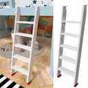 55" White Wood Bunk Bed Ladder, Lofted/Dorm/RV Bed Bunkbed Ladders with 4in Extra Wide Steps and Non-Slip Pads, Replacement Wooden Ladder for Motorhome/Camping (White, 55in /140cm)