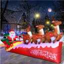 10FT Christmas Inflatable Santa Claus on Sleigh with 3 Reindeer, Blow Up Yard Clearance with LED Lights Built-in, Holiday Party Decor for Garden