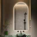 Arched LED Bathroom Mirror, 48"x24" Arch Framless Backlit Mirror with Lights Anti-Fog Dimmable Smart Frameless 3-Color Lighted Vanity Mirror Memory Waterproof, UL Listed, Vertical