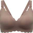 Momcozy Nursing Bras for Breastfeeding, Seamless Pregnancy Maternity Bra Wireless Classic Jelly Strip Support Nursing Bra, L