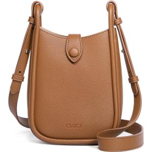 CLUCI Small Crossbody Bags for Women PU Leather Cell Phone Purse Wallet with Adjustable Guitar Strap | Small, PU Leather (N1-brown)