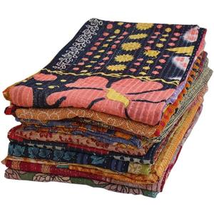 Indian Mix Lot Whole Sale Tribal Kantha Quilts Vintage Cotton Bed Cover Throw Old Assorted Patches Made Rally Vintage Assorted (Pack of 3)