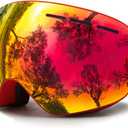 Juli Ski Goggles,Winter Snow Sports Snowboard Goggles with Anti-Fog Lens BNC (Red)