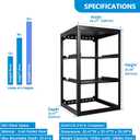 RackPath 20U Open Frame Network Rack with 2X 14in Vented 1U Shelves Rear Support, Wall Mount/Floor Standing Network Cabinet, Heavy Duty 150 lbs Capacity for IT & AV Gear, Audio and Video Device