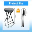 Folding Bar Stool,24 Inch Tall Foldable Stool Chair,Counter Height Cushioned Leather Padded Portable Stools,Heavy Duty Collapsible Stools for Kitchen Island Garden Camping Grey