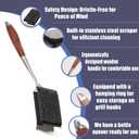 Bristle-Free Grill Brush with Steam Cleaning - Heat-Resistant Aramid Fiber Pad & 1 Replaceable Head 16 Inch Long Wood Handle- Safe for All Types Grills,Ideal Gift for Dads