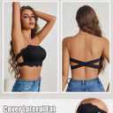 Strapless Bra Women's Lace Bra Wireless Bandeau No Slip Silicone Grip Everyday Bra Lingerie (Black, S)