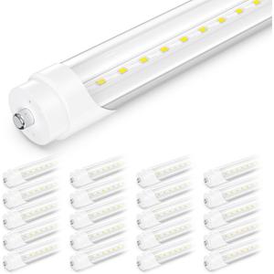 SHINESTAR 20-Pack 8FT LED Bulbs, Ballast Bypass, 44W 6500K Daylight, F96T12 LED Replacement for T8 T10 T12 Fluorescent Tubes, FA8 Single Pin, Dual-end, Clear Cover