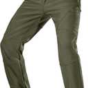 FREE SOLDIER Men's Fleece Lined Outdoor Cargo Hiking Pants Water Repellent Softshell Snow Ski Pants with Zipper Pockets (34W x 30L, Army Green)