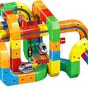 Magnetic Train Track Set,DIY Race Car Track Electric Train Set Building Toy Train Track Gravity-Defying STEM Learning Fun Gift (123)
