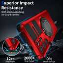 for Samsung Galaxy S24 Ultra Case Magnetic Compatible with Wireless Charging,with 1 Screen Protector,Built-in Kickstand Ring Military Grade Drop Shockproof Heavy Duty Protection Phone Red