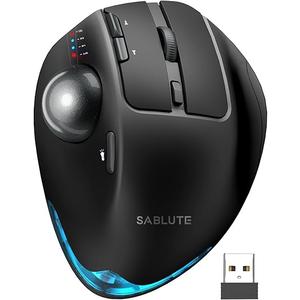 SABLUTE MAM1 Pro Ergonomic Wireless Trackball Mouse, Adjustable 0°/18° Angle, Thumb Control, Quiet Clicks, 3 Multi-Device Bluetooth & USB Receiver, Rechargeable Mouse for Office, Windows Mac