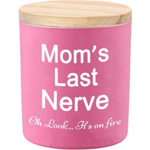 BFJLIFE Candles Gifts for Mom from Daughter Son Funny Cool Unique Christmas Mothers Day Birthday Gifts for Mom Stocking Stuffers Lavender Scented Soy Candle Moms Last Nerve Oh Look It's on Fire, Mom Pink