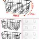2 Set Adhesive Hanging Wall Basket Inside Cabinet Door Organizer,Wall Storage Basket-No Drilling Adhesive wall Basket for Cupboard Door,Space-Saving Small Hanging Baskets for Wall Mount Storage,Black