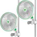 VIVOSUN 2-Pack AeroWave E6 Grow Tent Fan 6, EC Motor, Smart Wifi Control, US Patented Auto Oscillating Clip fan, IP54, Strong Airflow but Quiet for Hydroponic Ventilation Circulation (White)