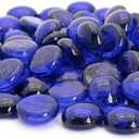 Royal Imports Glass Flat Marbles Stones Rocks, Party Table Scatter, Wedding Centerpieces Decor, Aquarium Pebbles, Vase Filler Gems, 5 LBS (Approx 500 pcs), Blue
