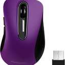 memzuoix 2.4G Wireless Mouse, 1400 DPI Computer Mice with USB Receiver, Portable Wireless USB Mouse Battery Powered Cordless Mice for Laptop, PC, Desktop, 5 Buttons, Purple
