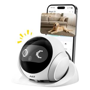 AEZ Robot Camera 1080P HD Lens Pet Camera Indoor Movable with Auto-Recharge, 2-Way Audio,Blinky Bot with Night Vision,Distance Bot Smart App Control for Cats/Dogs/Baby/Elderly (SD/Cloud Storage)