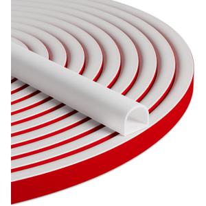 20FT Weather Stripping Door Seal - Self Adhesive Weather Insulation Strip Weatherstripping Silicone D Shaped Seal Strip Door Frame Gap Filler/Window Soundproofing (White)