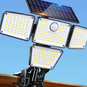 Clip on Solar Lights for Fence, 1Second Installation Motion Sensor Security Lights with Remote Control, 270°Wide Angle, High Bright Solar Lights Outdoor Waterproof for Gutter Yard Patio (1,4side) Pack Of 2